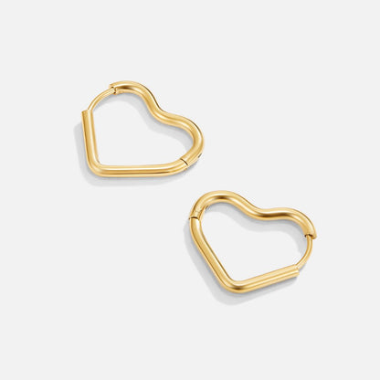 Gold-Tone Heart Hoop Earrings