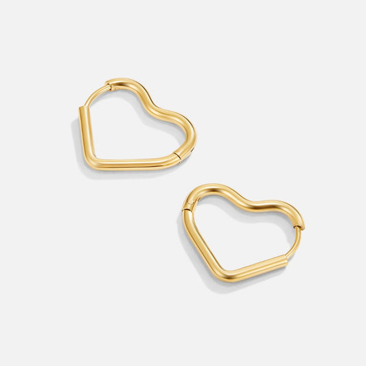 Gold-Tone Heart Hoop Earrings