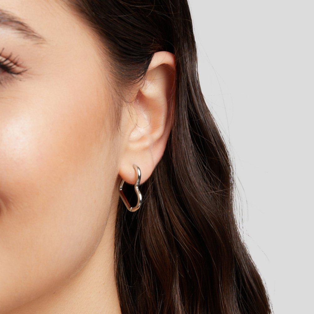 Silver-Tone Heart Hoops