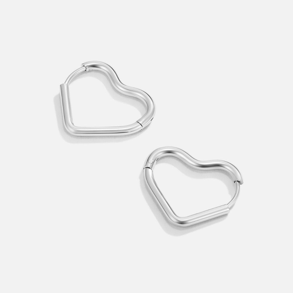 Silver-Tone Heart Hoops