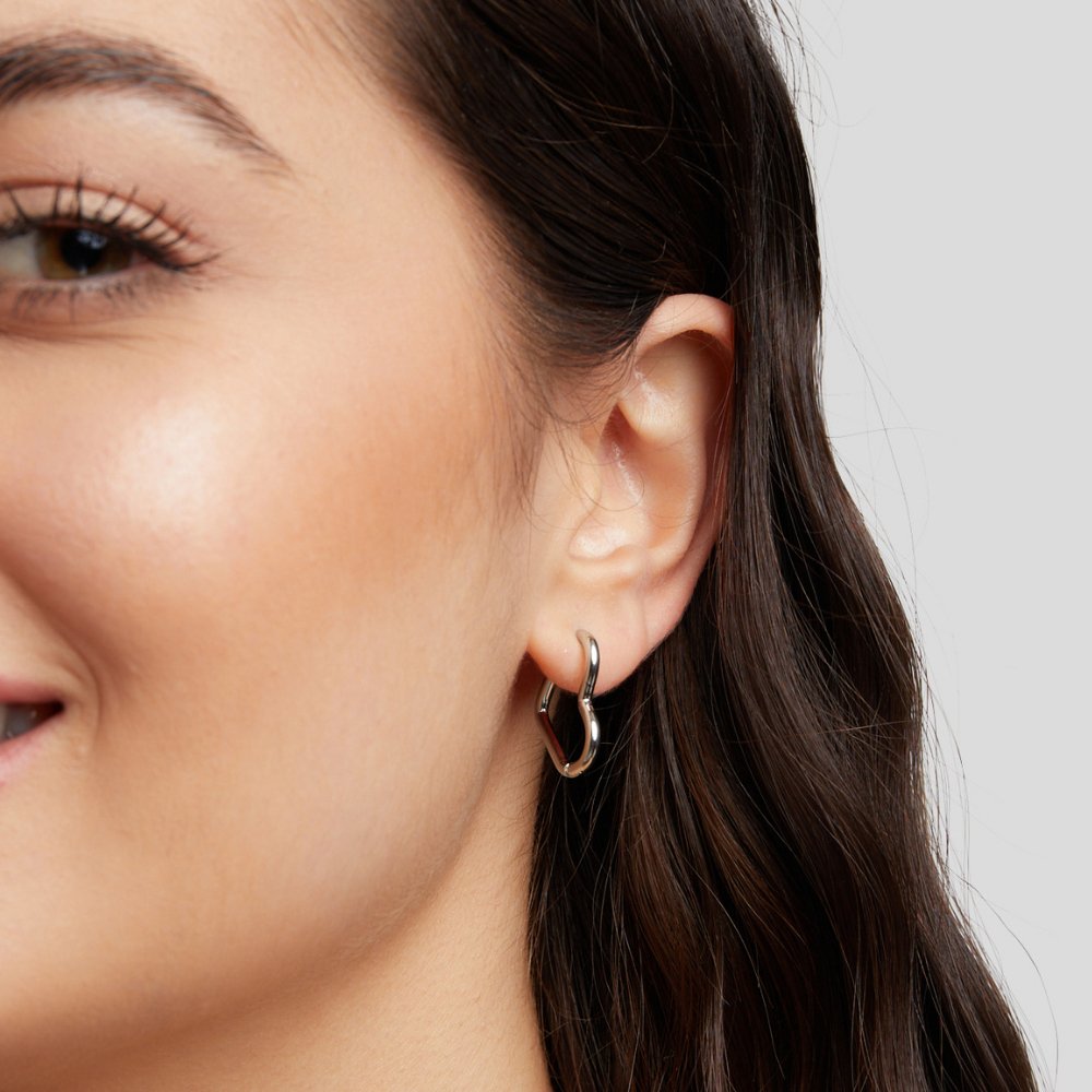 Silver-Tone Heart Hoops