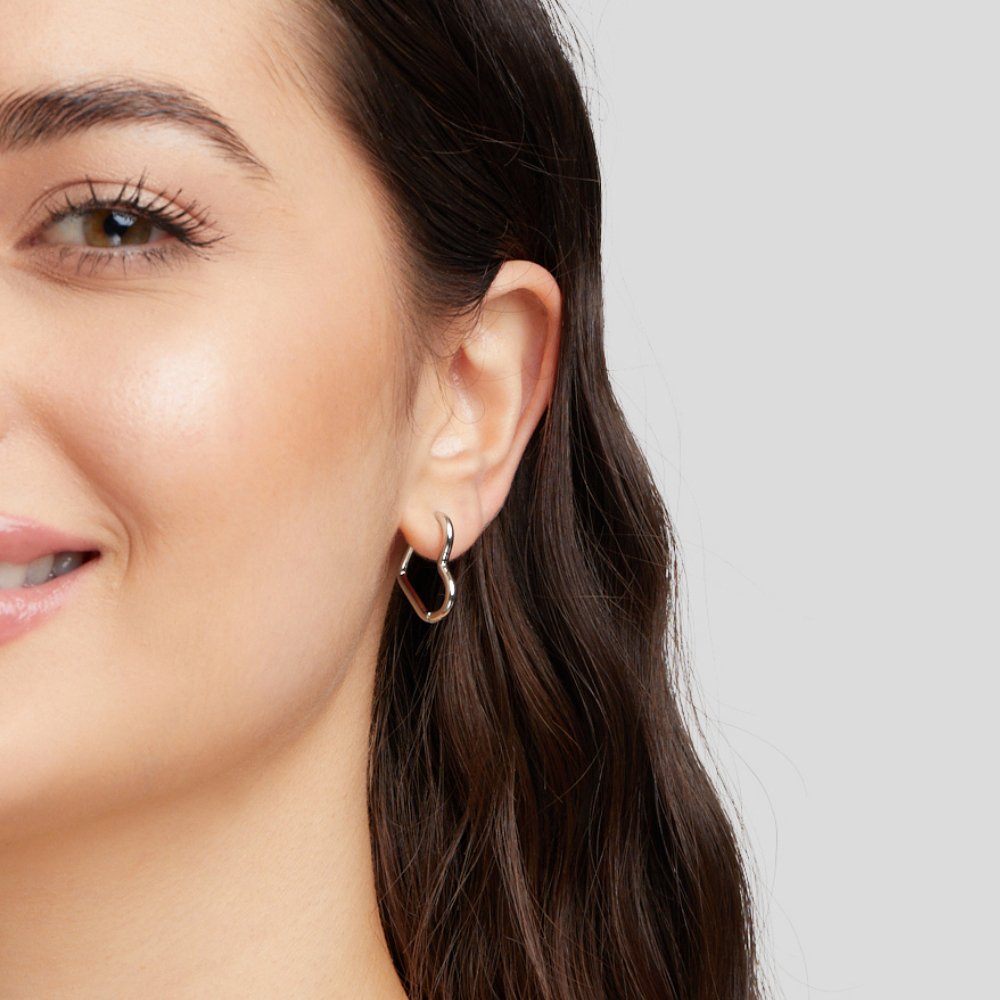 Silver-Tone Heart Hoops