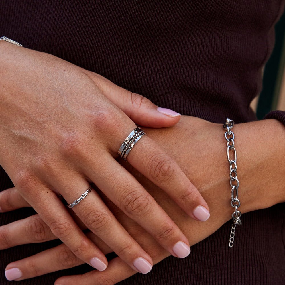 Hella Silver-Tone Stacked Ring Set