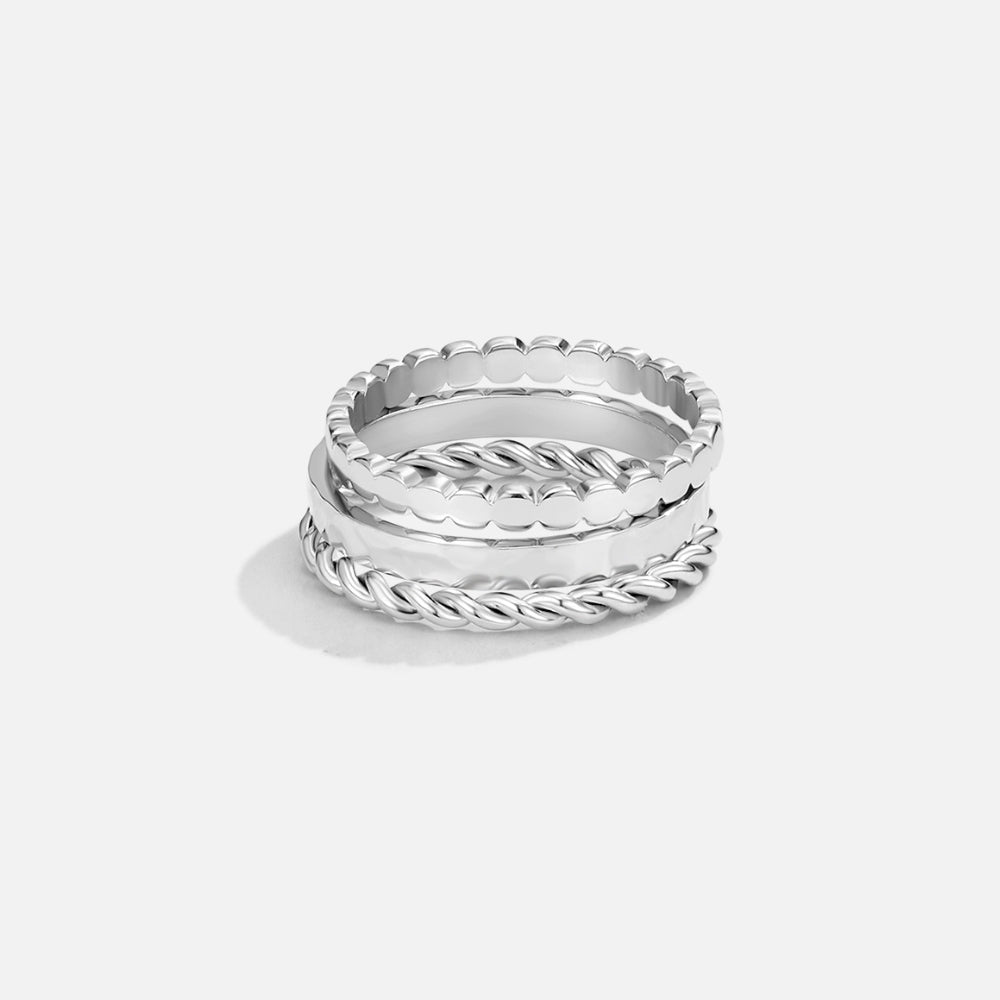 Hella Silver-Tone Stacked Ring Set