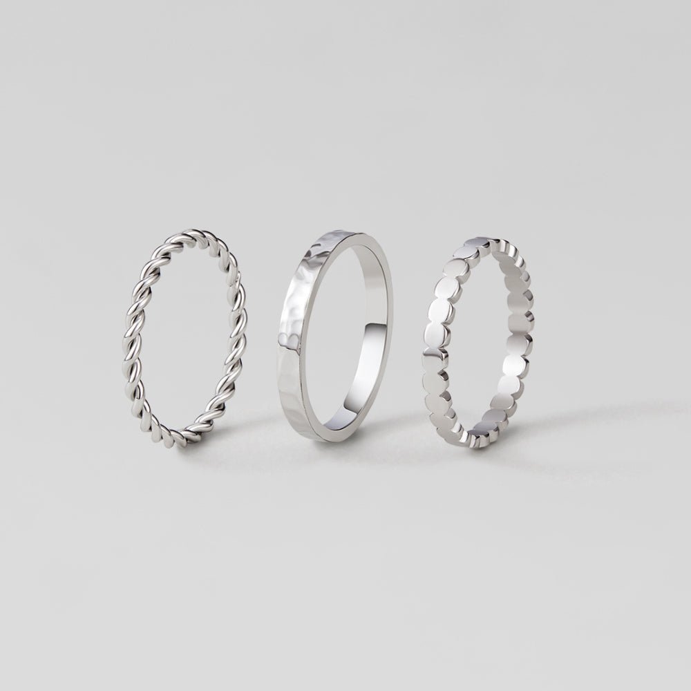 Hella Silver-Tone Stacked Ring Set