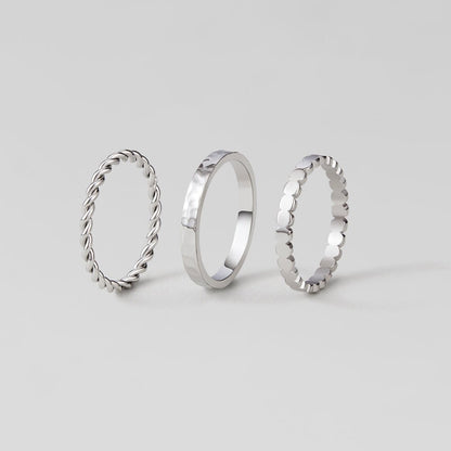 Hella Silver-Tone Stacked Ring Set