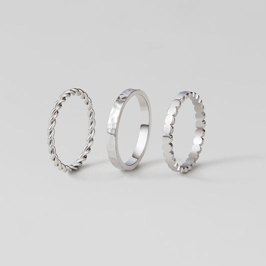 Hella Silver-Tone Stacked Ring Set