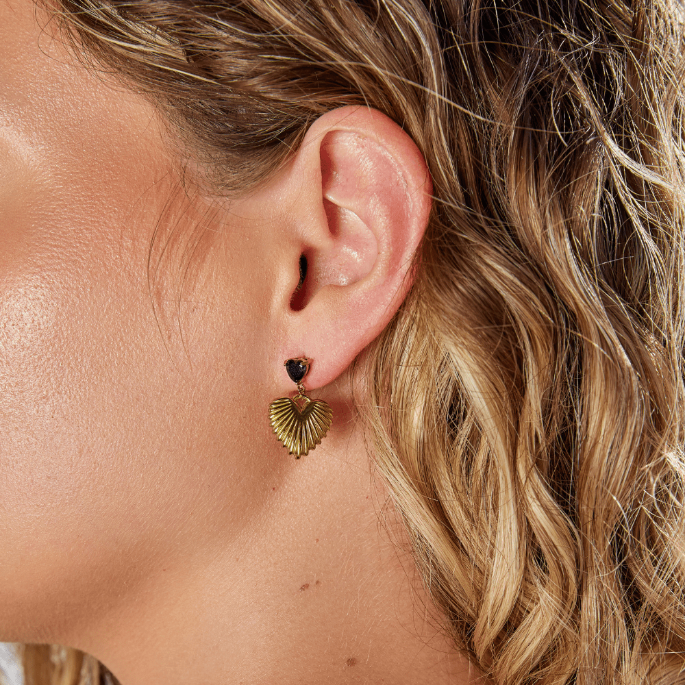 Hera Gold-Tone Heart Drop Earrings