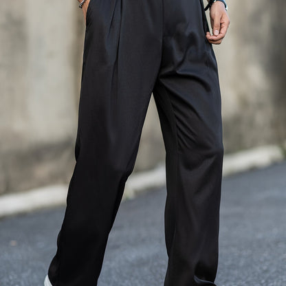 Men's Wide-Leg Cotton Trouser – Relaxed Fit, Stretch Waistband