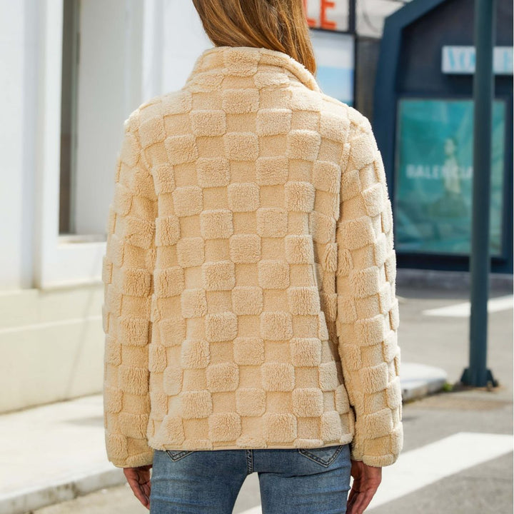 Women's Plaid Plush Coat – Soft Fleece Relaxed Fit Outerwear