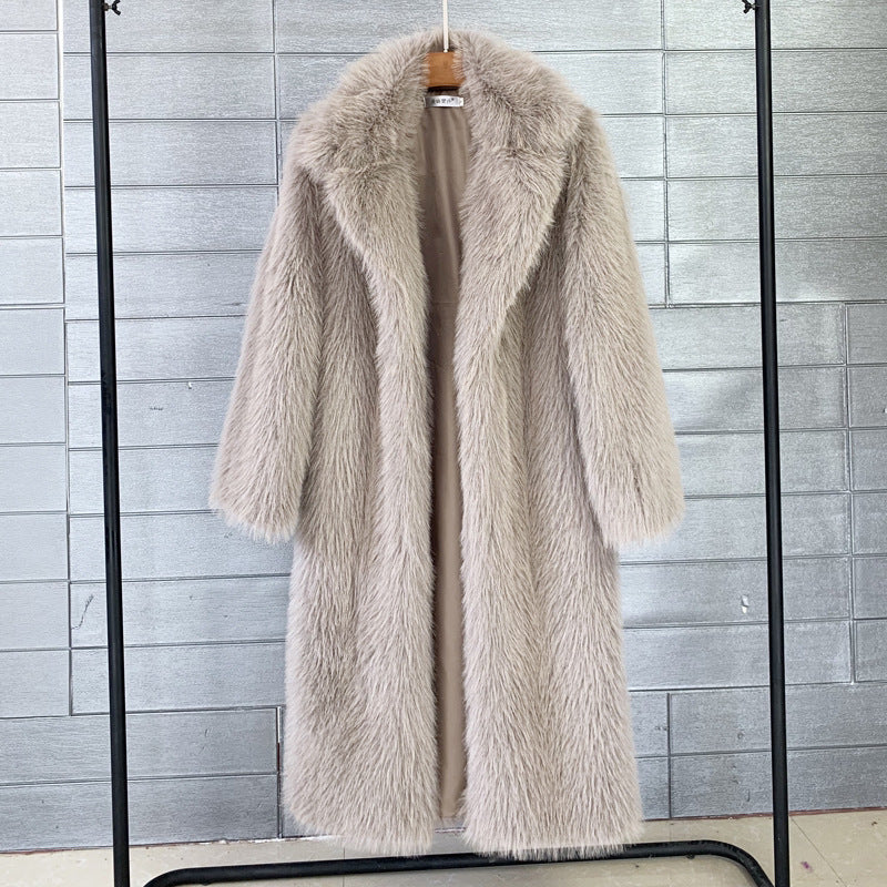 Women's Suit Collar Faux Fur Coat – Relaxed Urban Silhouette