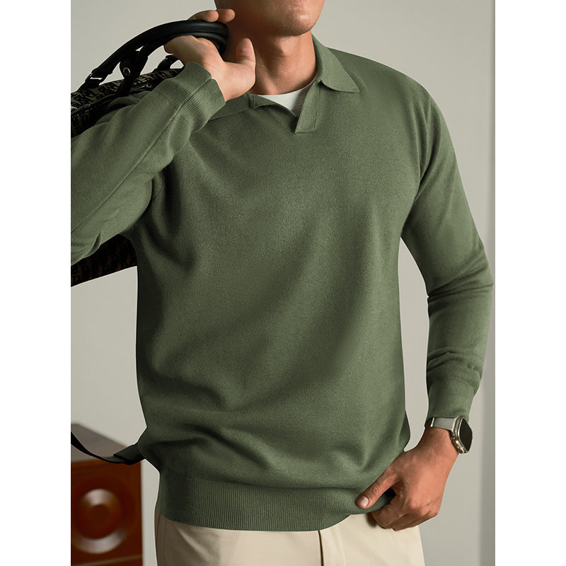 Men's Wool Sweater – Close-Fit Long Sleeve Classic Knit