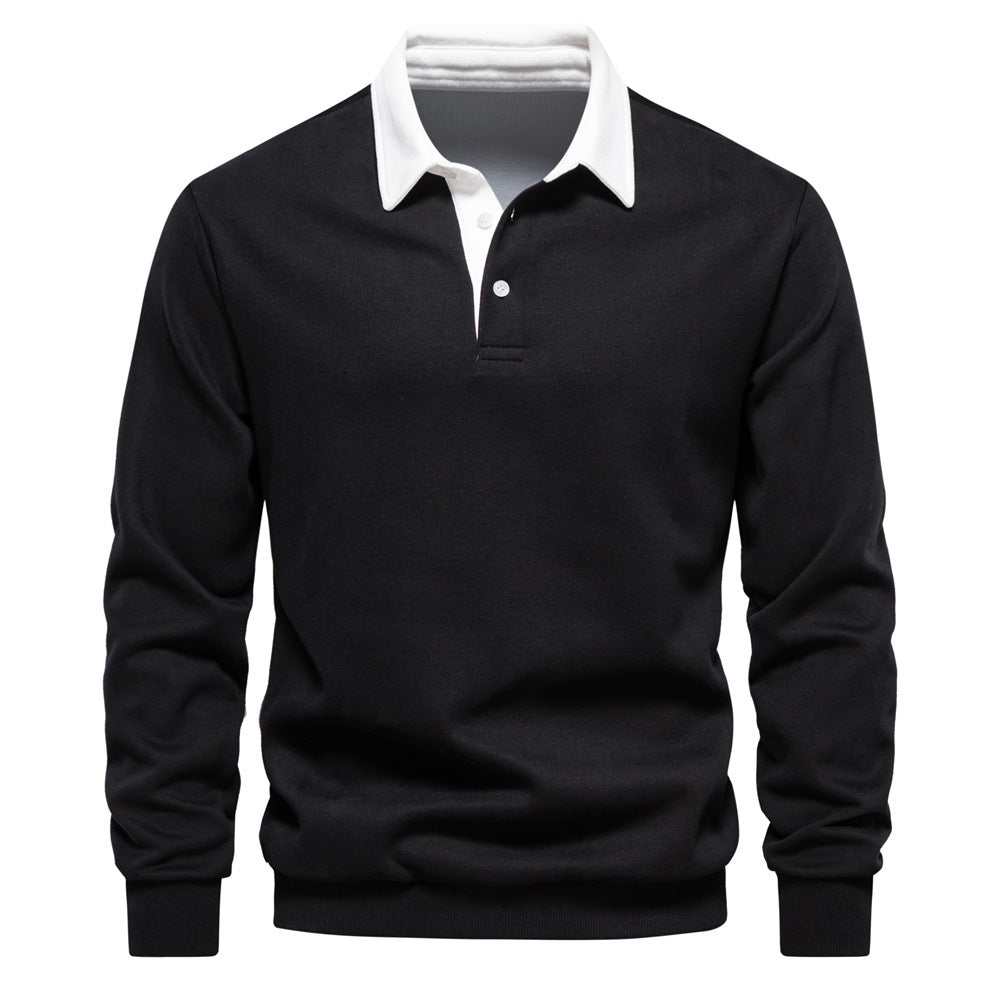 Men's Polo Sweater – Knitted Cotton Blend Contrast Collar