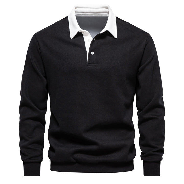 Men's Polo Sweater – Knitted Cotton Blend Contrast Collar