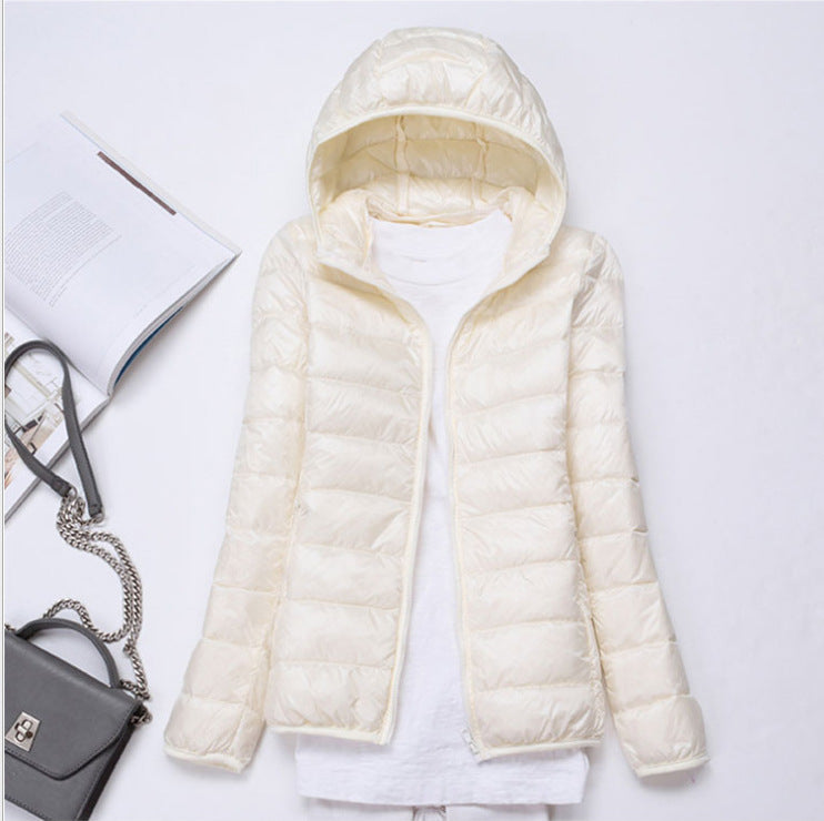 Women's Down Jacket – Lightweight Slim Fit Hooded Duck Down