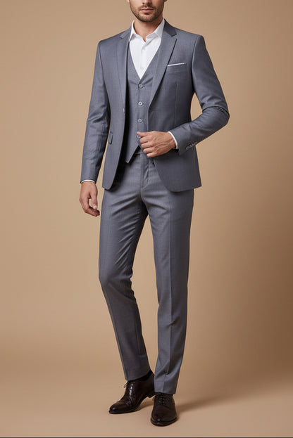 Men's Three Piece Suit – Slim Fit Cotton Modern Tailored Set