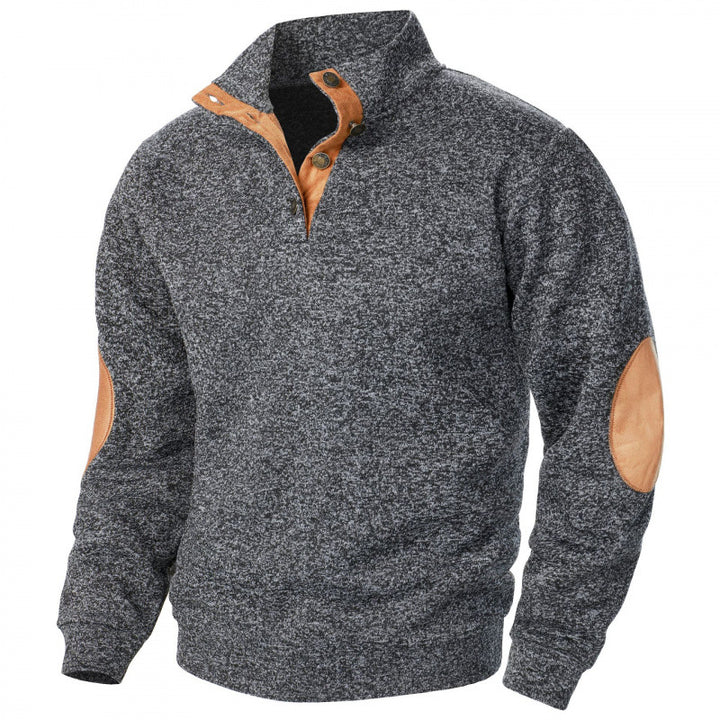 Men's Stand Collar Knit Sweater – Jacquard Textured Pullover
