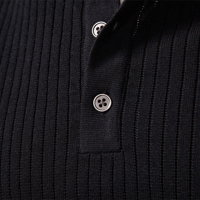 Men's Ribbed Knit Pullover Sweater – Slim Fit Henley Collar