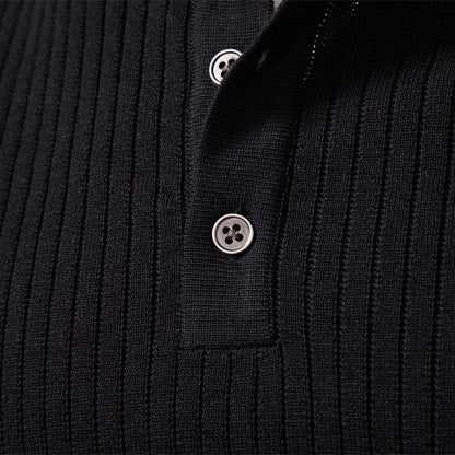 Men's Ribbed Knit Pullover Sweater – Slim Fit Henley Collar