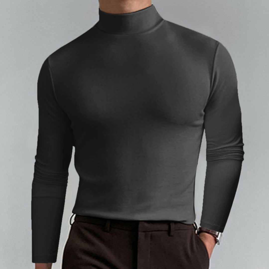 Men's High Neck T-Shirt – Soft Stretch Long Sleeve Mock Neck