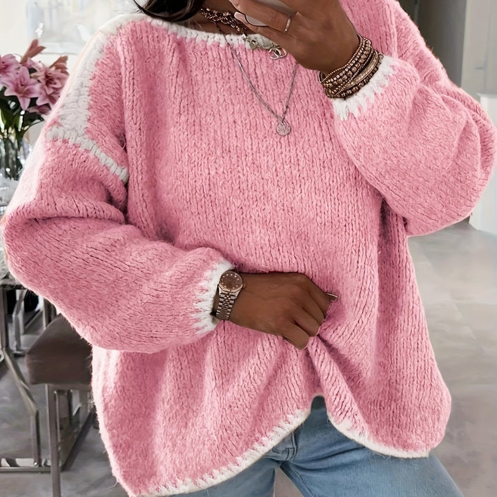Off-Shoulder Chenille Sweater for Women – Soft Relaxed Fit Knit