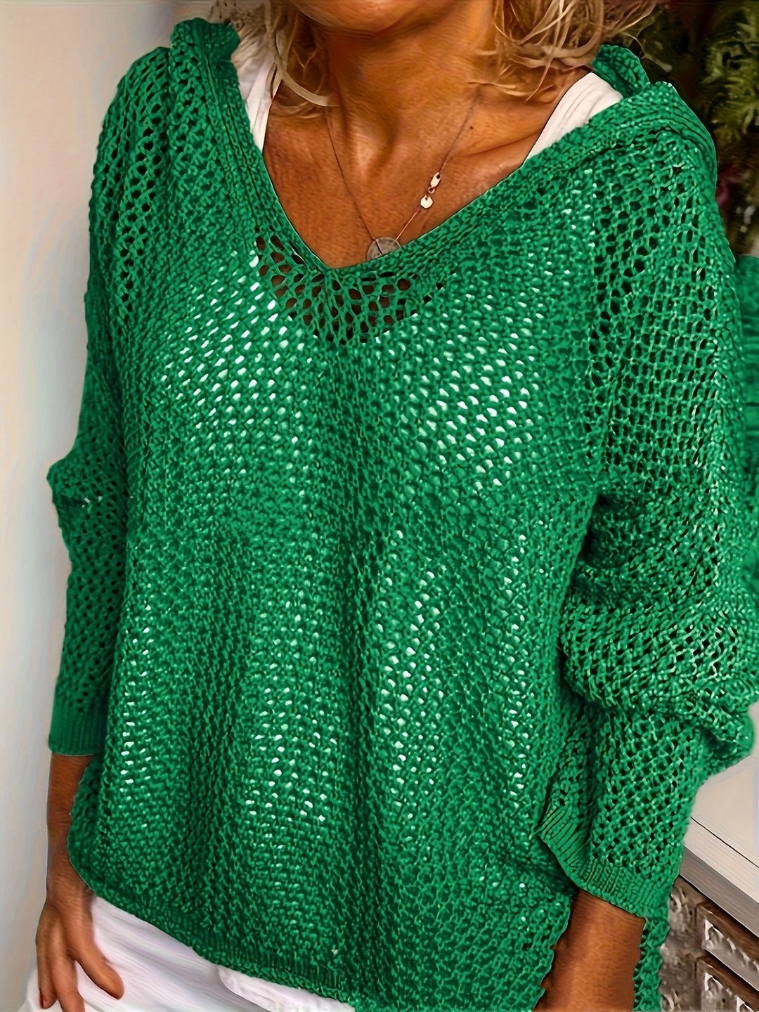 Women's Mesh Hoodie - Hollow-Out Long Sleeve Lightweight Layer