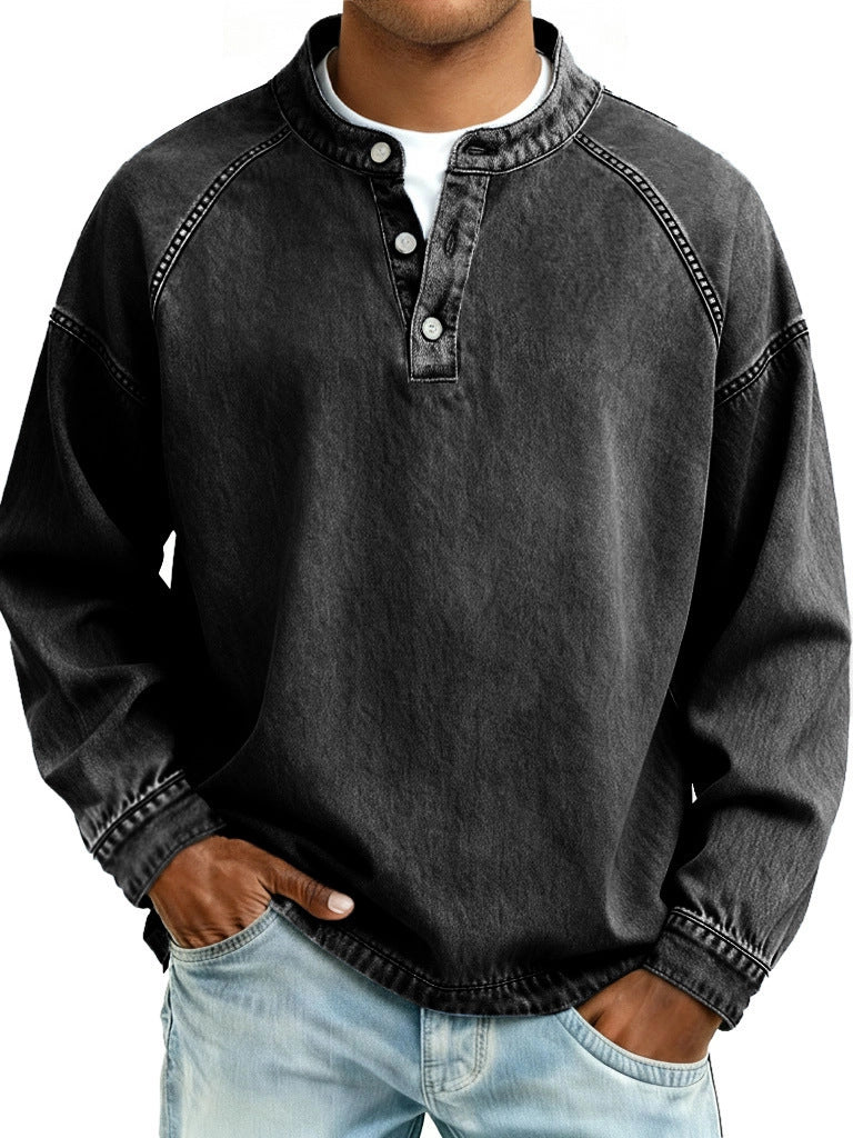 Men's Casual Long Sleeve Shirt – Relaxed Fit Vintage Style