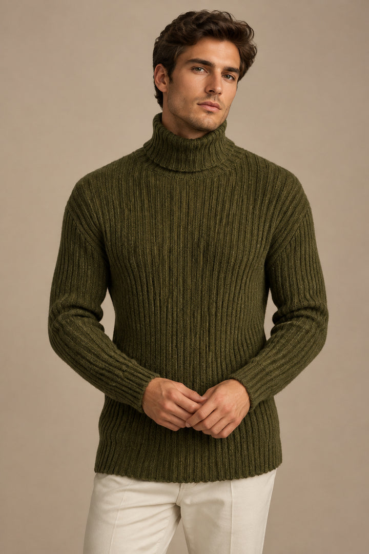 Men's Turtleneck Sweater – Slim Fit Knit, Classic Solid Style