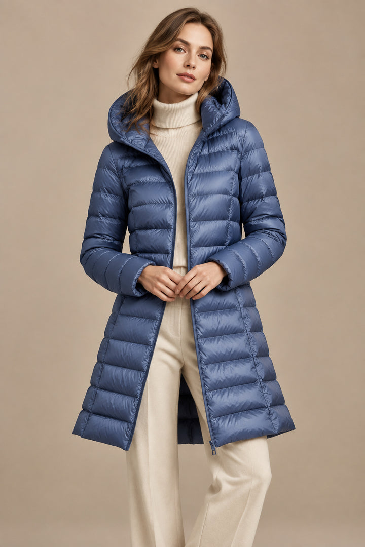 Women's Down Puffer Jacket Hooded – Mid-Length, Detachable Hood