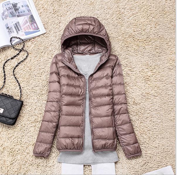 Women's Down Jacket – Lightweight Slim Fit Hooded Duck Down
