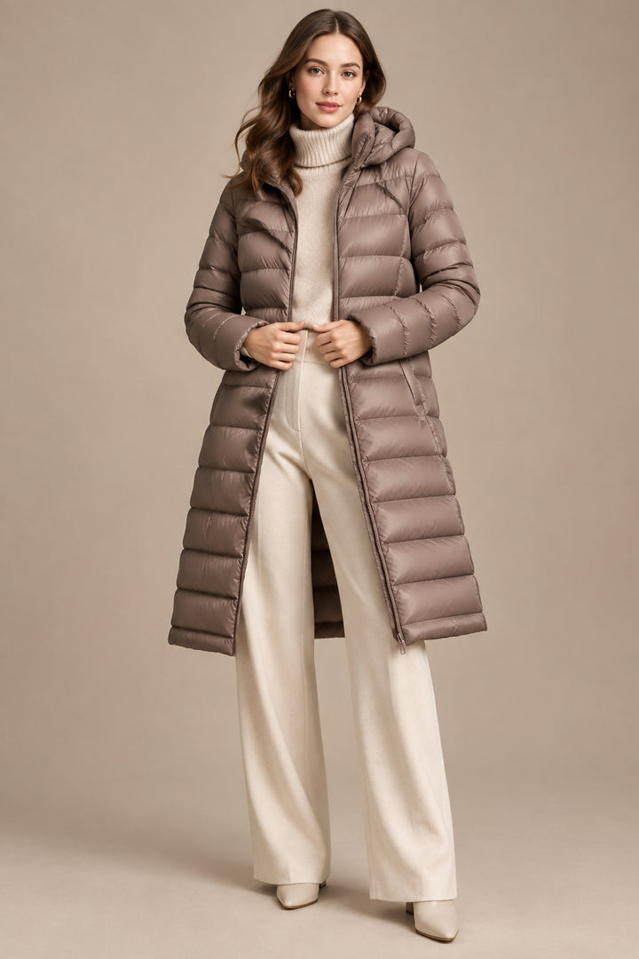 Women's Down Puffer Jacket Hooded – Mid-Length, Detachable Hood