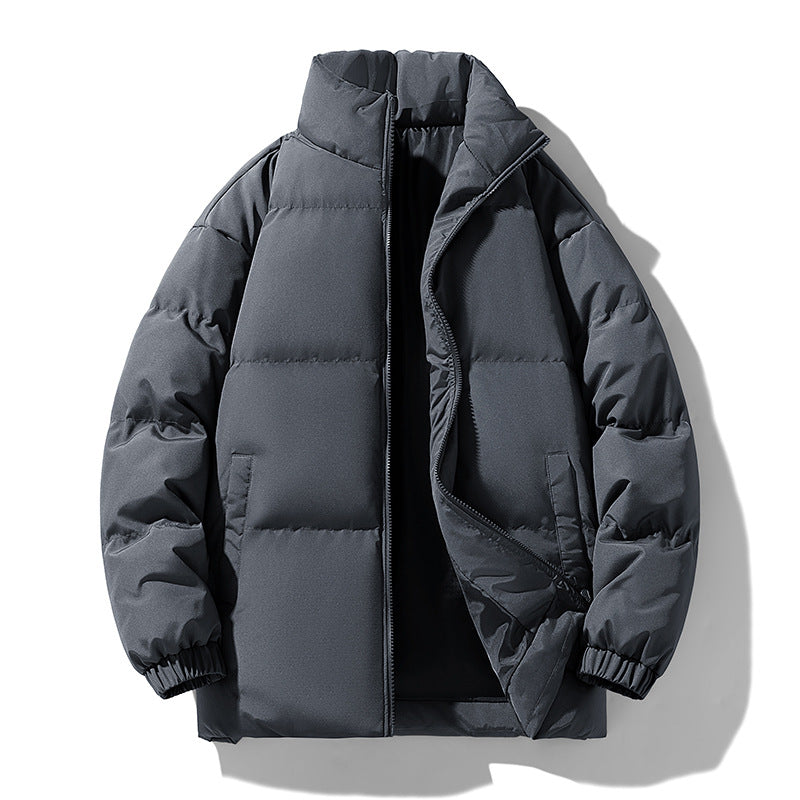 Men's Quilted Padded Winter Coat – Stand Collar, Warm Outerwear