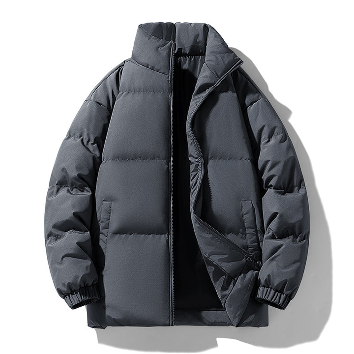 Men's Quilted Padded Winter Coat – Stand Collar, Warm Outerwear