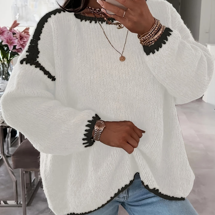 Off-Shoulder Chenille Sweater for Women – Soft Relaxed Fit Knit