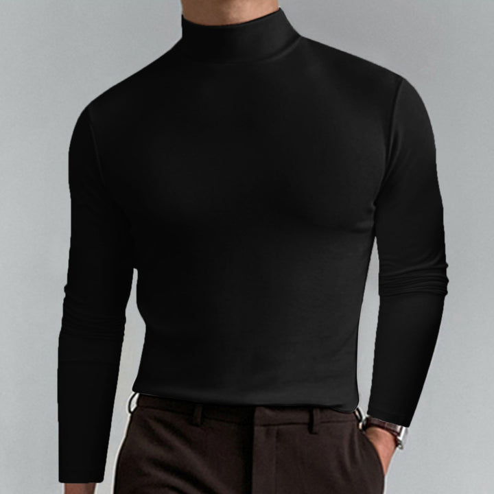 Men's High Neck T-Shirt – Soft Stretch Long Sleeve Mock Neck