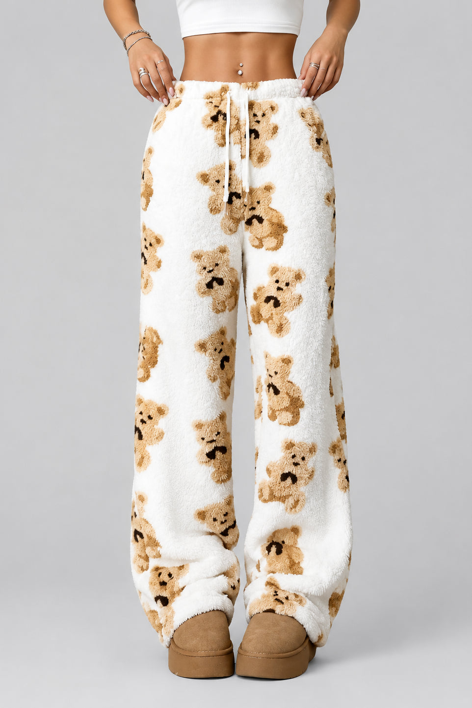 Women's Wide Leg Printed Cotton Trousers – Relaxed Loose Fit
