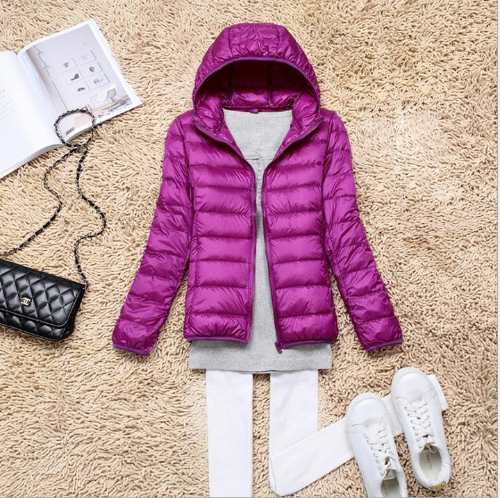 Women's Down Jacket – Lightweight Slim Fit Hooded Duck Down