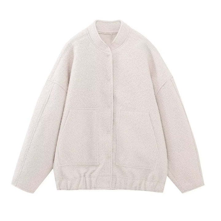 Women's Bomber Jacket Coat – Relaxed Fit with Utility Pockets
