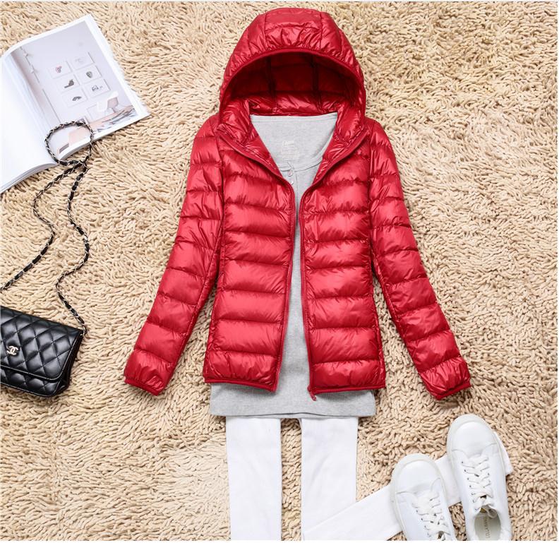 Women's Down Jacket – Lightweight Slim Fit Hooded Duck Down