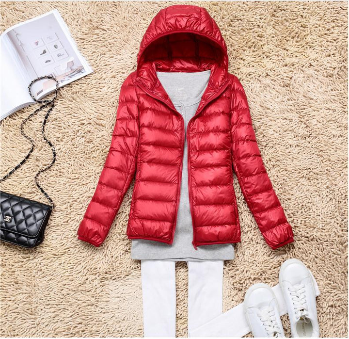 Women's Down Jacket – Lightweight Slim Fit Hooded Duck Down