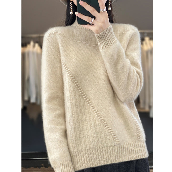 Wool Women's Sweater – Classic Knit Relaxed Fit Pullover