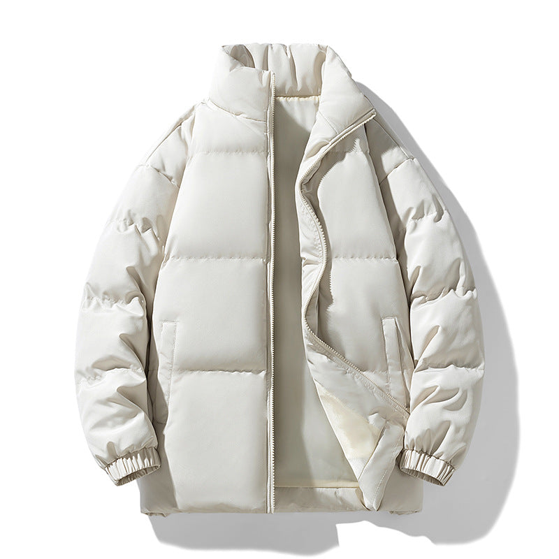 Men's Quilted Padded Winter Coat – Stand Collar, Warm Outerwear