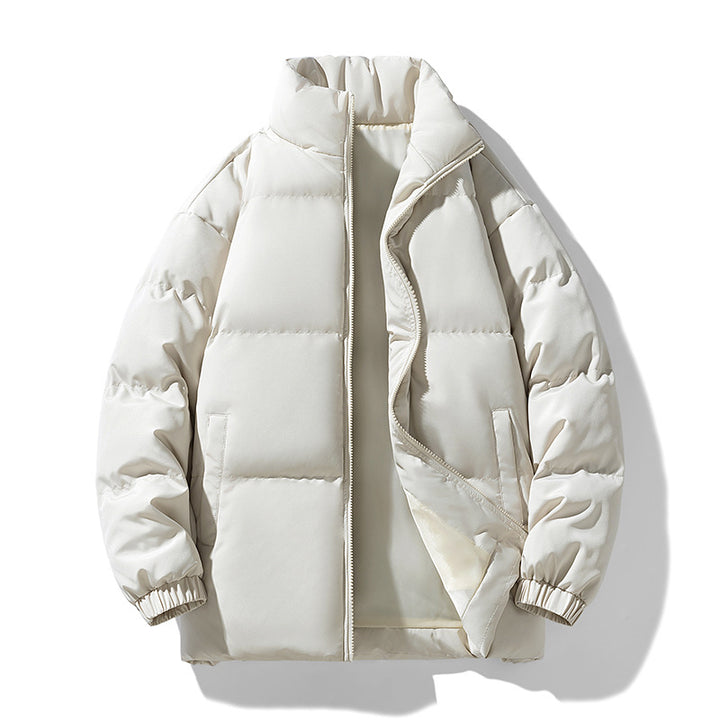 Men's Quilted Padded Winter Coat – Stand Collar, Warm Outerwear