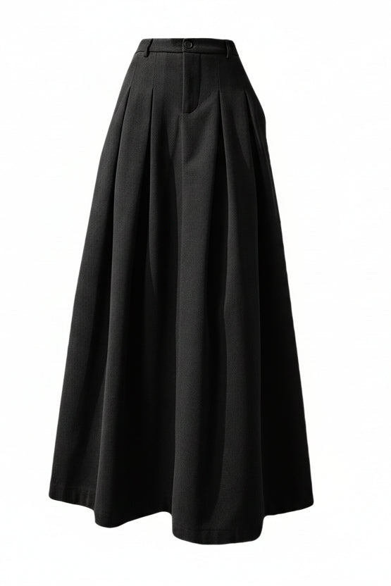 Women's Midi Skirt in Metal Silk – Pleated High Waist Swing Style