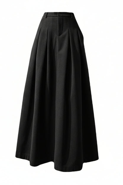 Women's Midi Skirt in Metal Silk – Pleated High Waist Swing Style