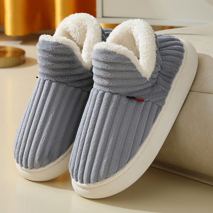 Women's Ribbed Indoor Slipper – Plush Lined, Thick Cushioned Sole