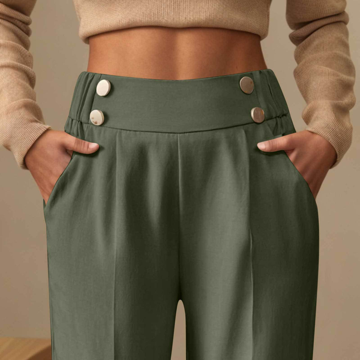 Women's Straight Fit High Waist Trouser – Relaxed Draping Silhouette