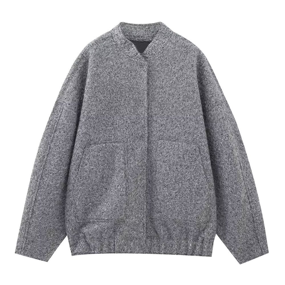 Women's Bomber Jacket Coat – Relaxed Fit with Utility Pockets