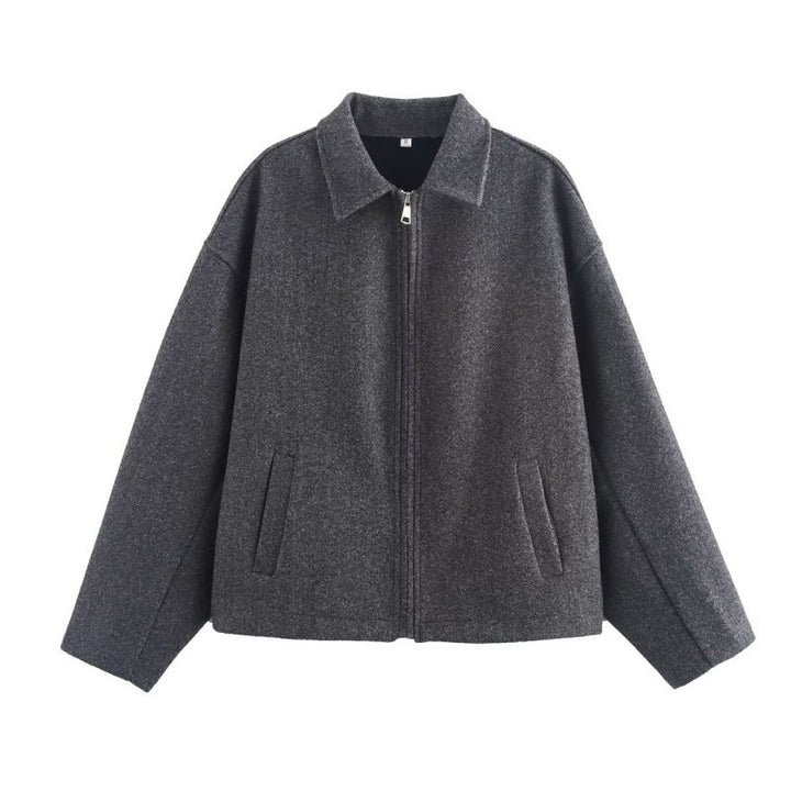 Women's Retro Collar Jacket – Relaxed Fit Wrinkle-Resistant Finish