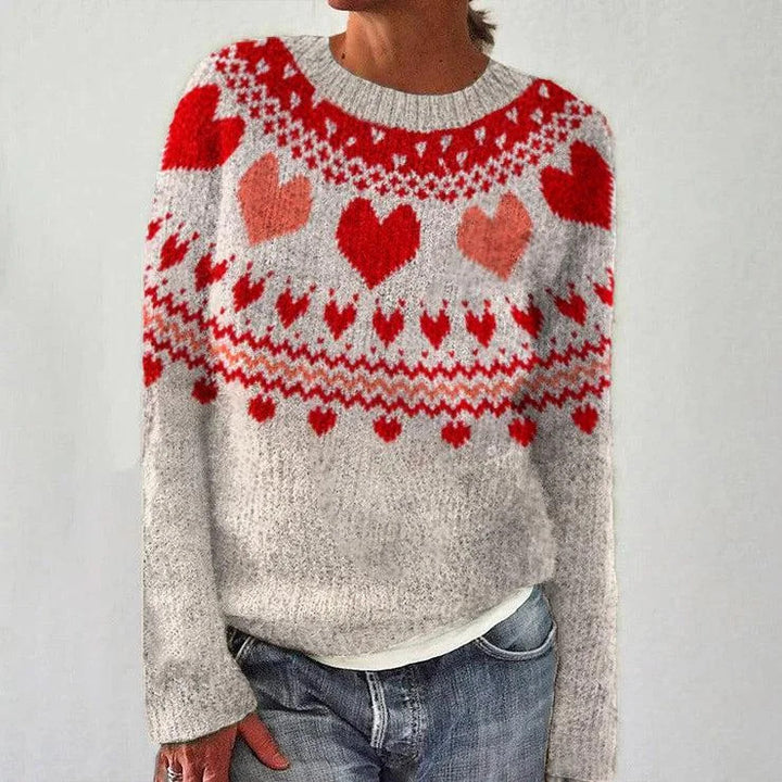 Women's Sweater – Geometric 3D Knit Pullover, Cotton Blend, Relaxed Fit